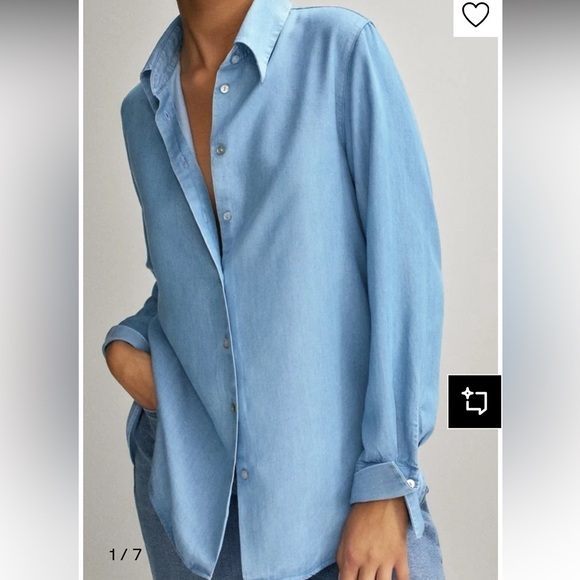 Massimo Dutti Tops - Massimo Dutti Lyocell Light Blue Button-Up Shirt - size 42